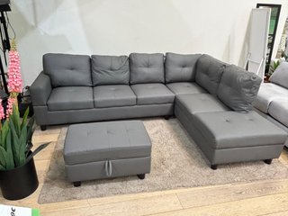 Sofá Rinconera Gris + Puff