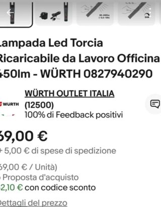 Lampada LED ricaricabile Wurth