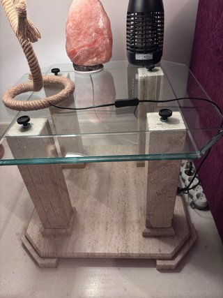 Juego Mesa Centro y Apoyo Cristal y marmol