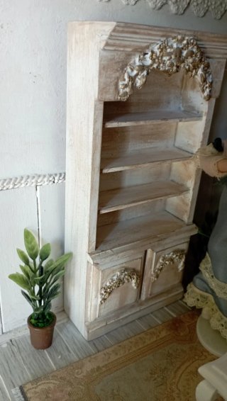 Libreria/credenza Shabby Chic casa bambole 1:12