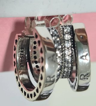 Pendientes Pandora Doble Aro Plata