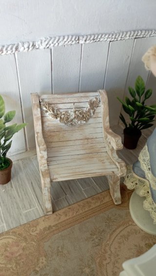Panchina casa bambole 1:12 Shabby Chic