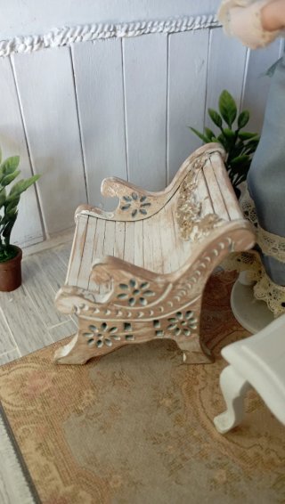 Panchina casa bambole 1:12 Shabby Chic