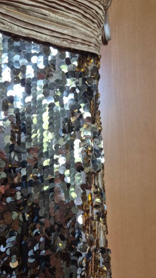 Abito lungo paillettes oro e argento