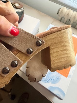 Zuecos Porronet Piel Beige Usados 2 Veces