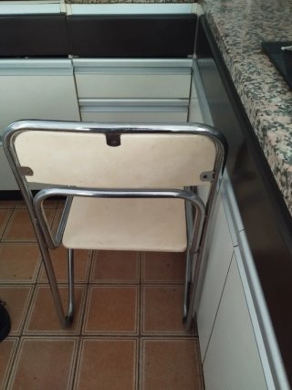 2 Sedie da Cucina Vintage Imbottito Beige/Argento
