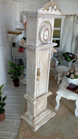 Orologio a pendolo casa bambole 1:12 Shabby Chic