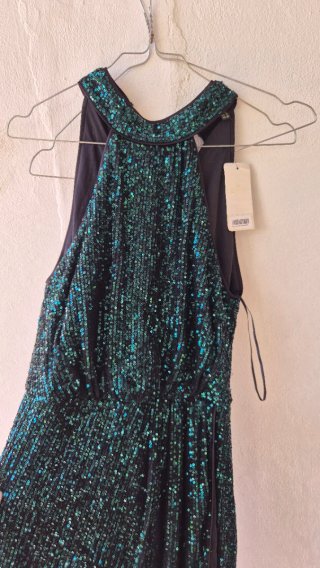 Abito con paillettes verde/blu