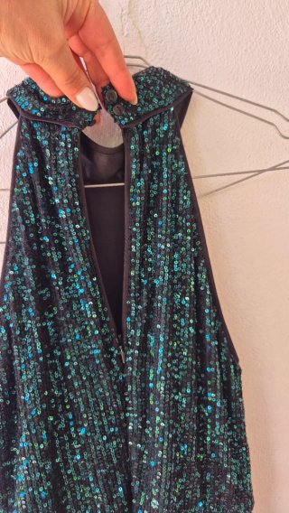 Abito con paillettes verde/blu