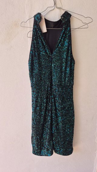 Abito con paillettes verde/blu