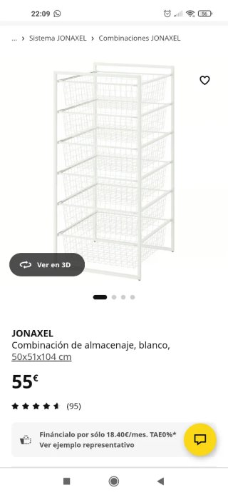 Cajonera Metálica Jonaxel Ikea Blanca