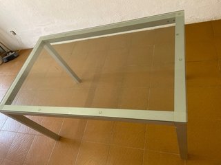 Mesa cristal y aluminio 130x90cm