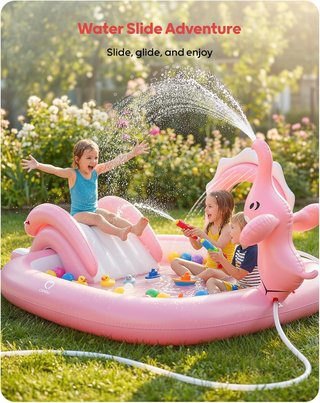 NUEVO Piscina Infantil Elefante Tobogan QPAU Rosa