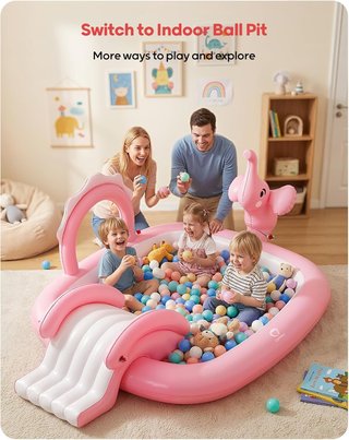 NUEVO Piscina Infantil Elefante Tobogan QPAU Rosa