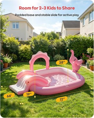 NUEVO Piscina Infantil Elefante Tobogan QPAU Rosa