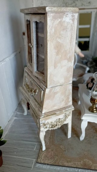 Credenza vetrinetta casa bambole Shabby Chic 1:12