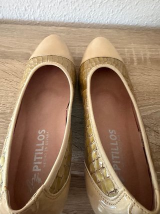 Zapatos Pitillos Beige y Dorado