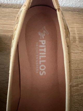 Zapatos Pitillos Beige y Dorado