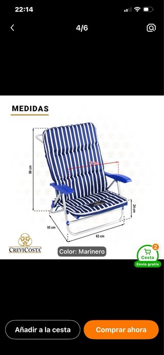 Silla de playa acolchada