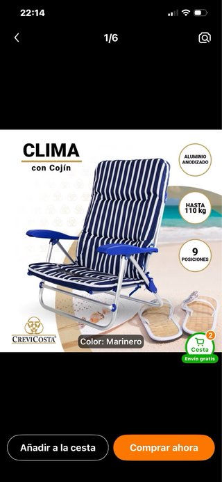 Silla de playa acolchada