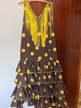 Vestido Gitana Marrón y Amarillo hecho a mano