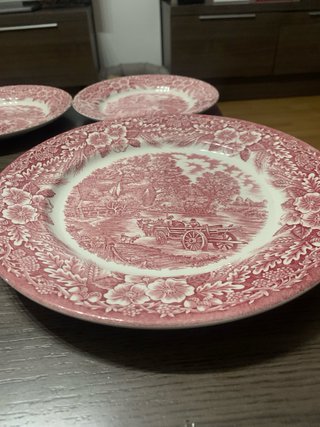 12 Platos Ingleses Porcelana Rosa j. Broadhurst