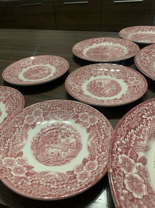 12 Platos Ingleses Porcelana Rosa j. Broadhurst