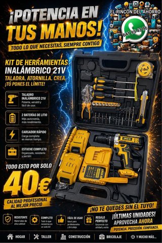 Kit Herramientas Inalámbrico 21V + Taladro