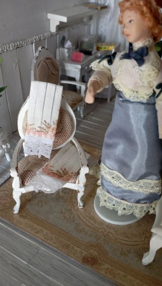 Coppia strofinacci casa bambole Shabby Chic 1:12