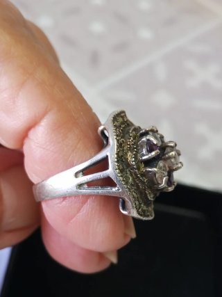Anello Argento 925 Vintage con Pietre ametiste