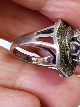 Anello Argento 925 Vintage con Pietre ametiste