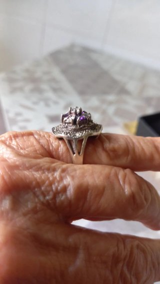 Anello Argento 925 Vintage con Pietre ametiste