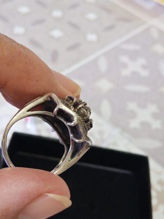 Anello Argento 925 Vintage con Pietre ametiste