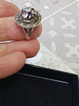 Anello Argento 925 Vintage con Pietre ametiste