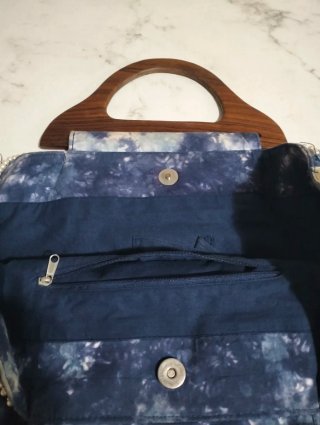 Borsa boho con manici legno e perline vintage koan