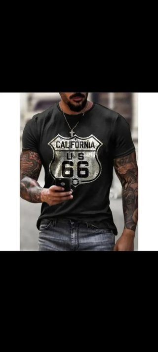 Camiseta manga corta verano Negra Hombre