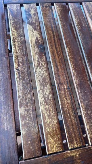 Conjunto mesa y 8 sillas exterior madera