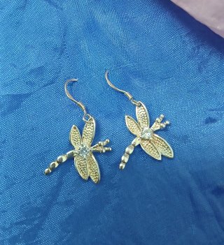 Pendientes Libélula Plata Ley