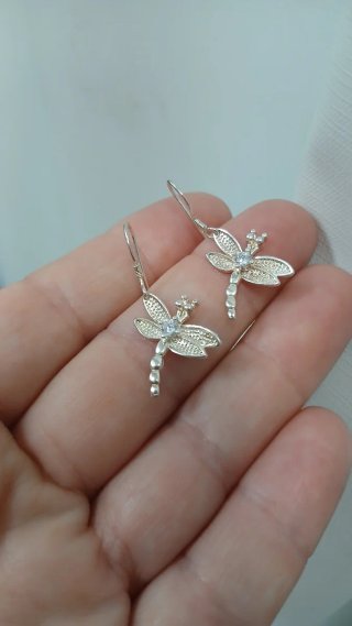 Pendientes Libélula Plata Ley