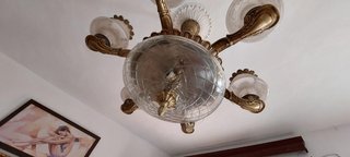 LÁMPARA ANTIGUA ISABELINA BRONCE Y CRISTAL TALLADO