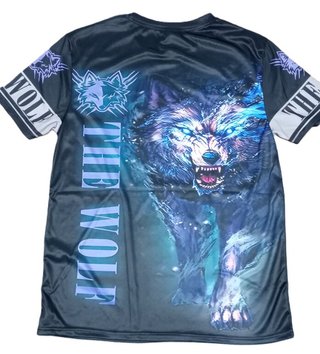 Camiseta The Wolf Hombre Negra y Morada