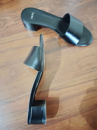 Sandalias Mango Negras Tacon Bajo