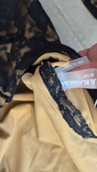 Abito corto pizzo nero e beige