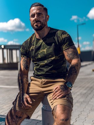 Camiseta militar camuflaje hombre manga corta