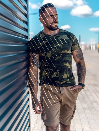 Camiseta militar camuflaje hombre manga corta