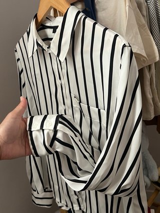 Blusa C&A Rayas Blanco y Negro Talla M