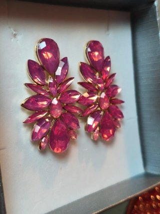 Pendientes de strass rosa y rojo