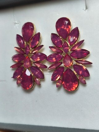 Pendientes de strass rosa y rojo
