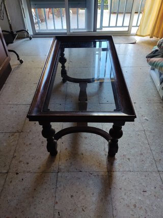 Mueble salón y mesa centro cristal