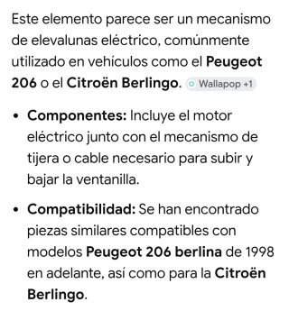 Elevalunas Peugeot 206 Berlina 1998 en adelante
